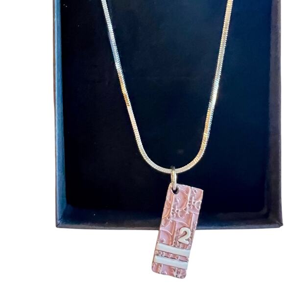 Dior Vintage Women's Pink Trotter Girly Necklace Signature No. 2 Monogram Char - Picture 2 of 7